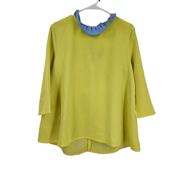 Tuckernuck Pomander Place Faye Blouse Top Yellow Bow Tie Back Ruffle Swing Sz L - Picture 1 of 5